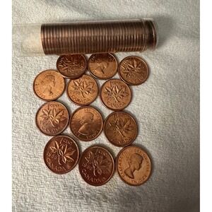 1958 Canada 1 Cent Penny Roll Queen Elizabeth II Copper Coins Uncirculated Cents